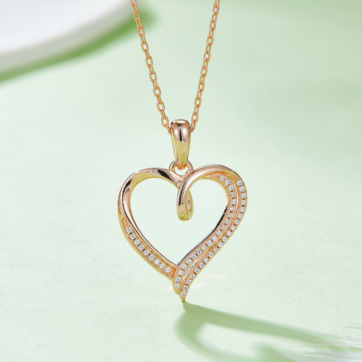 Collier Cœur Asymétrique Argent S925 49 Moissanites 45 cm, Double Rangée - IVOIRART.COM