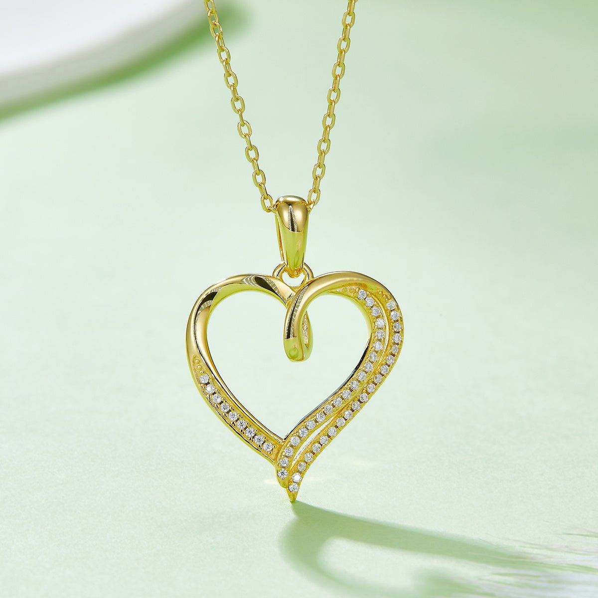 Collier Cœur Asymétrique Argent S925 49 Moissanites 45 cm, Double Rangée - IVOIRART.COM