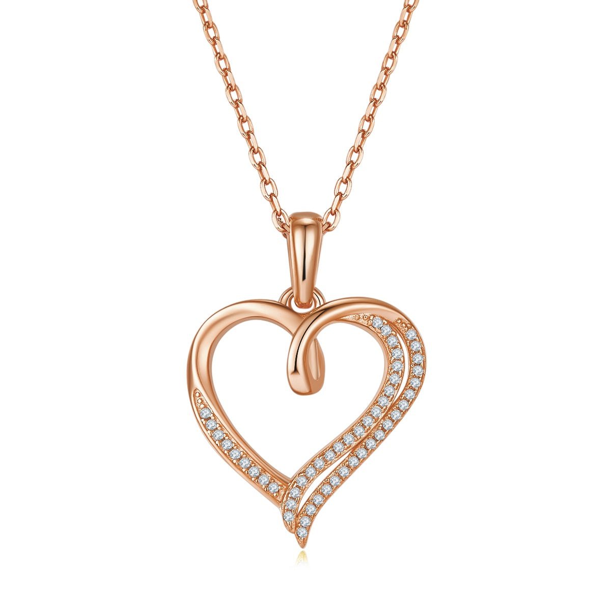Collier Cœur Asymétrique Argent S925 49 Moissanites 45 cm, Double Rangée - IVOIRART.COM