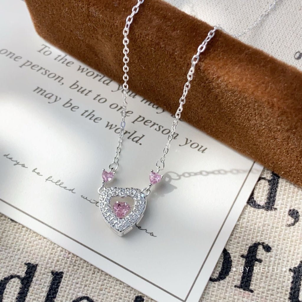 Collier Cœur Dansant en Argent Sterling 999, Élégance Fine, Cadeau Idéal Saint - Valentin Anniversaire - IVOIRART.COM