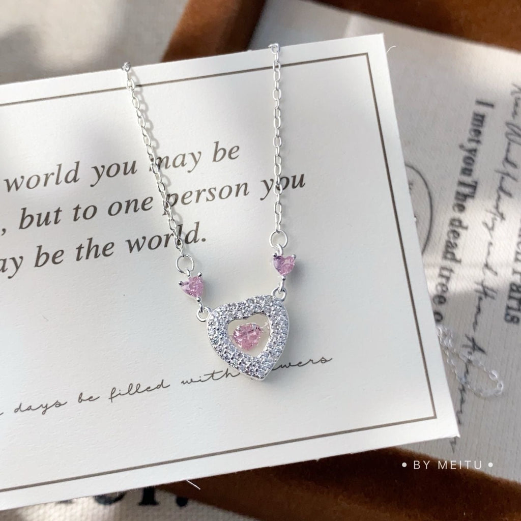 Collier Cœur Dansant en Argent Sterling 999, Élégance Fine, Cadeau Idéal Saint - Valentin Anniversaire - IVOIRART.COM