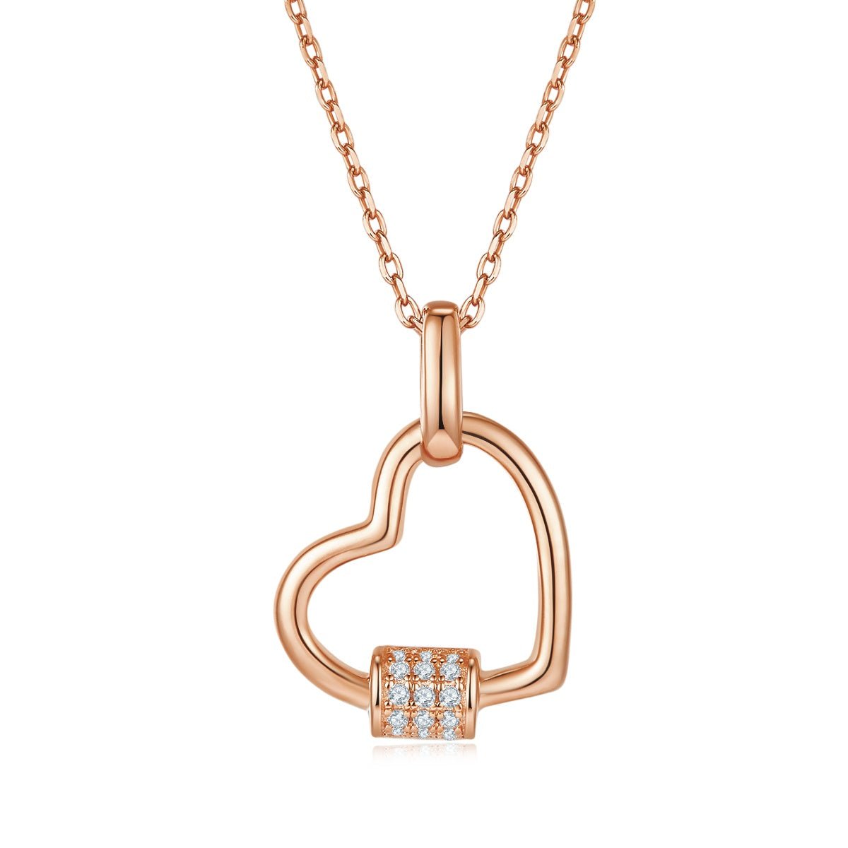 Collier Cœur en Argent Massif S925 3,3g 45cm avec Barre Pave 15 Moissanites - IVOIRART.COM