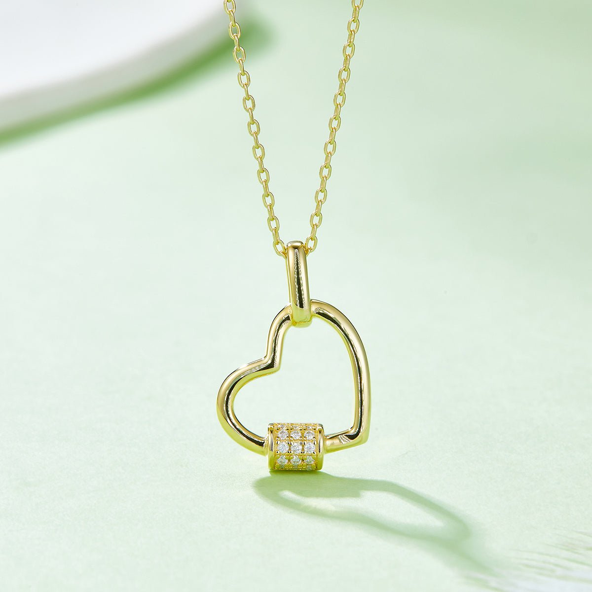 Collier Cœur en Argent Massif S925 3,3g 45cm avec Barre Pave 15 Moissanites - IVOIRART.COM