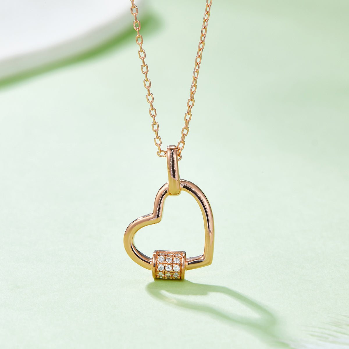 Collier Cœur en Argent Massif S925 3,3g 45cm avec Barre Pave 15 Moissanites - IVOIRART.COM