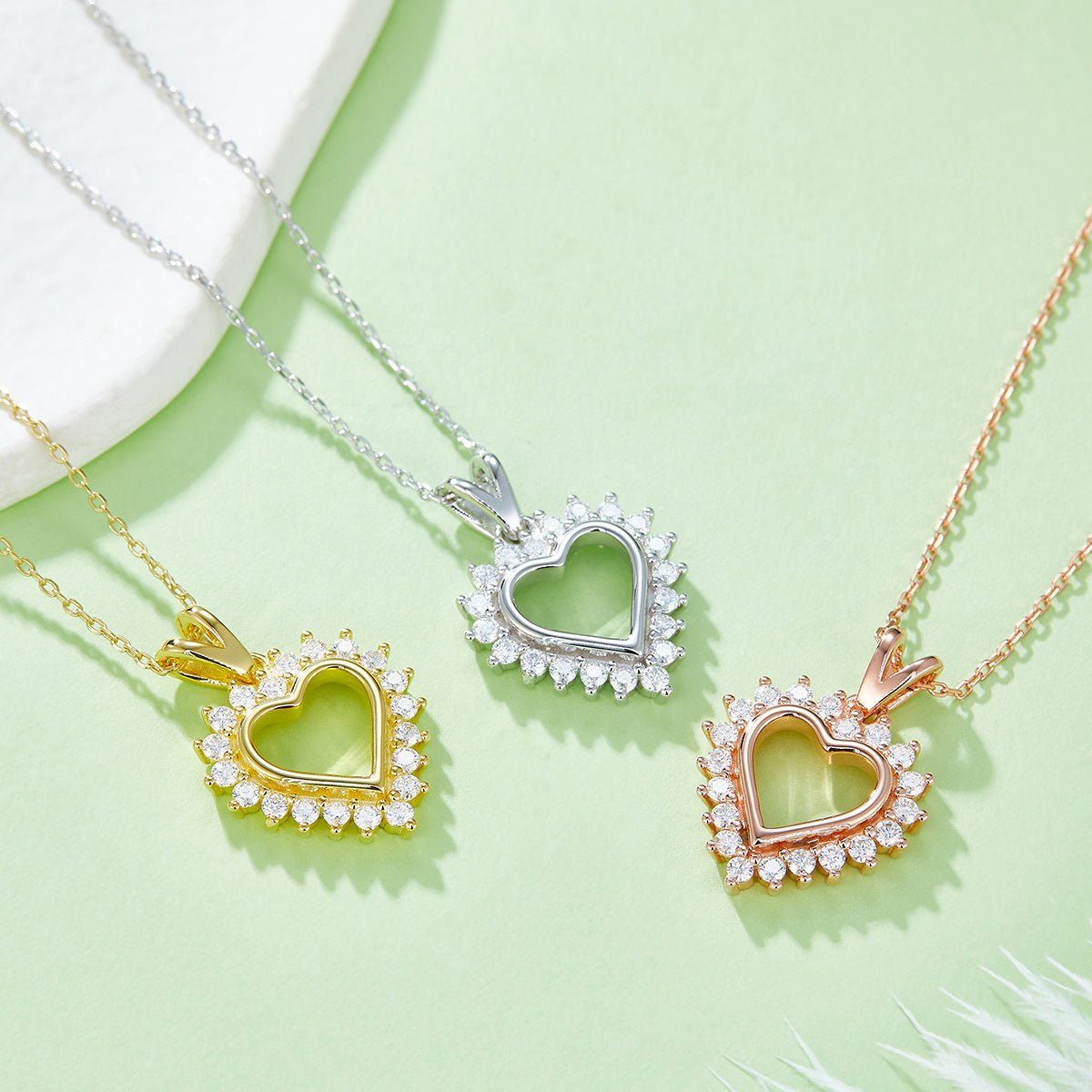 Collier Cœur en Argent Sterling S925 4,1g 45cm Pendentif Moissanite Halo Soleil 20 Pierres GRA Coffret Cadeau Romantique - IVOIRART.COM