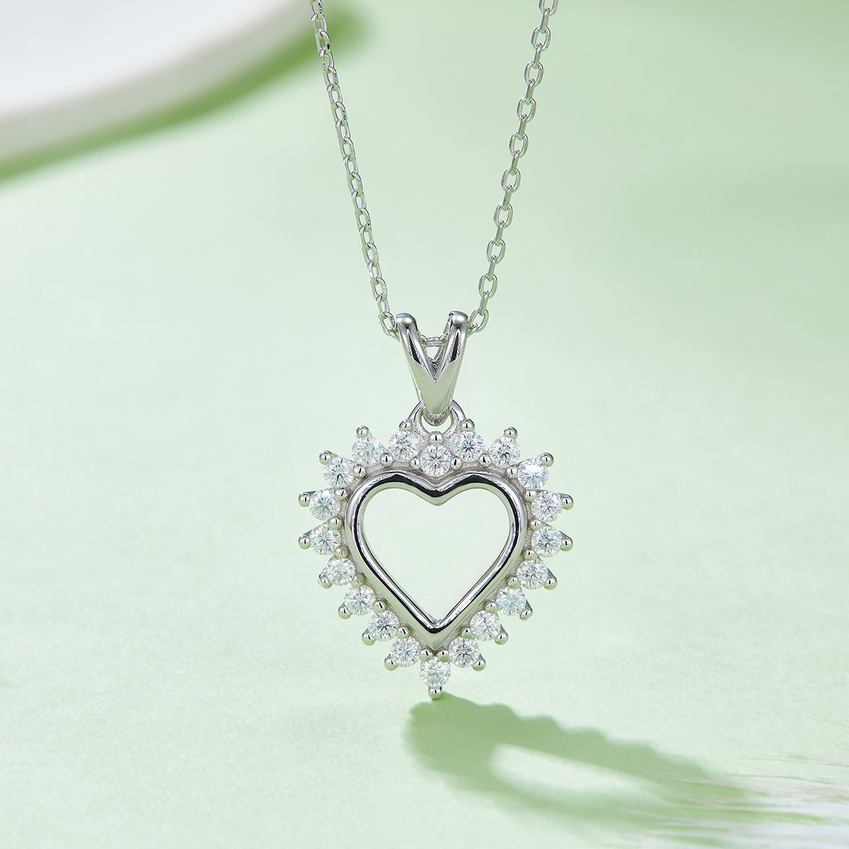 Collier Cœur en Argent Sterling S925 4,1g 45cm Pendentif Moissanite Halo Soleil 20 Pierres GRA Coffret Cadeau Romantique - IVOIRART.COM