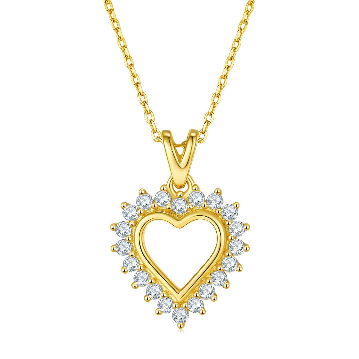 Collier Cœur en Argent Sterling S925 4,1g 45cm Pendentif Moissanite Halo Soleil 20 Pierres GRA Coffret Cadeau Romantique - IVOIRART.COM