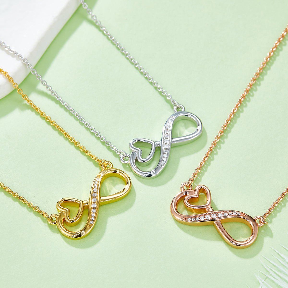 Collier cœur infini 3,7g en argent sterling S925, 11 pierres moissanite, 45 cm, plaqué platine, certificat GRA, coffret cadeau romantique - IVOIRART.COM