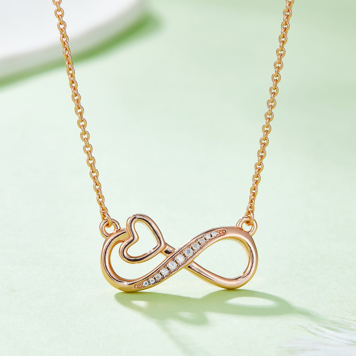 Collier cœur infini 3,7g en argent sterling S925, 11 pierres moissanite, 45 cm, plaqué platine, certificat GRA, coffret cadeau romantique - IVOIRART.COM