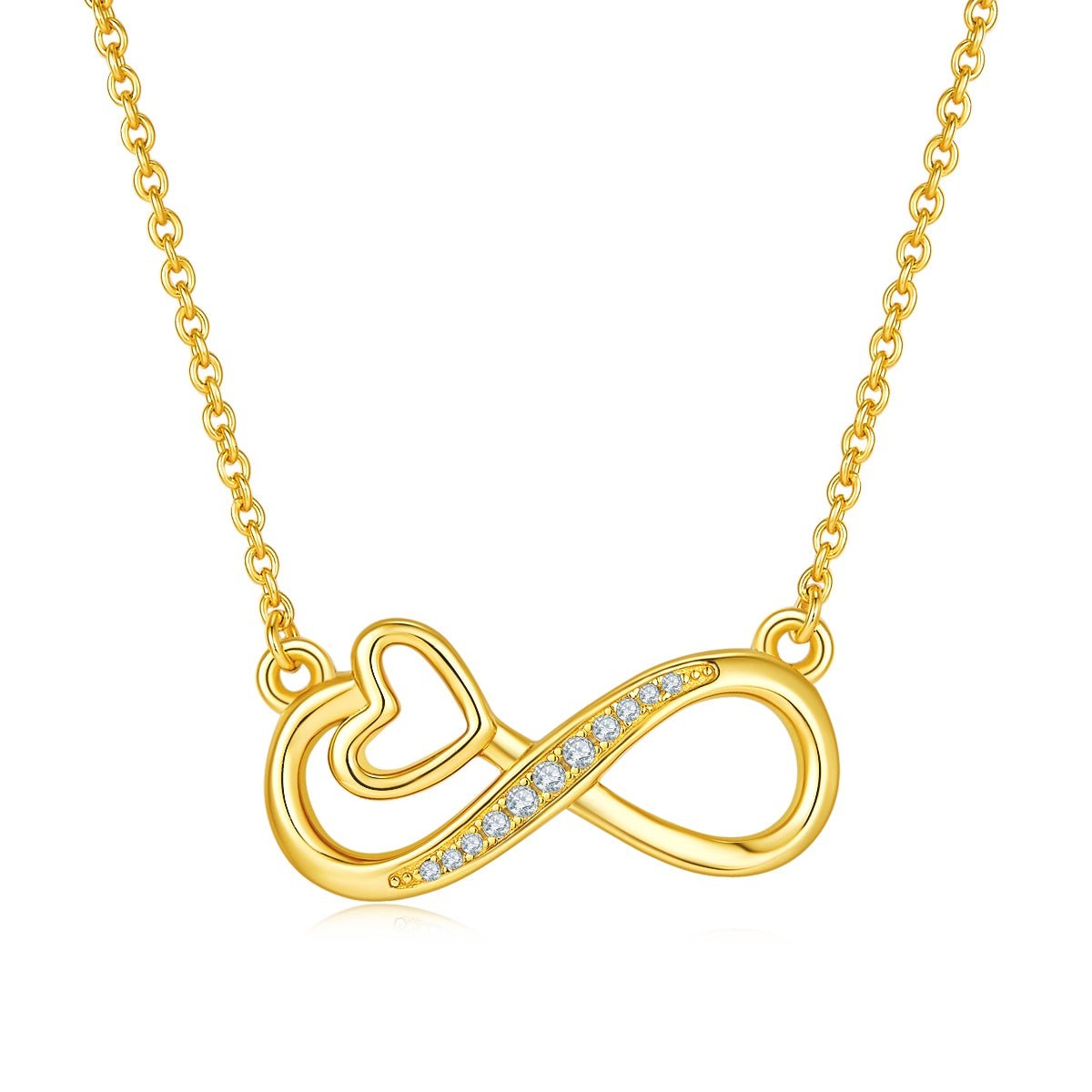 Collier cœur infini 3,7g en argent sterling S925, 11 pierres moissanite, 45 cm, plaqué platine, certificat GRA, coffret cadeau romantique - IVOIRART.COM