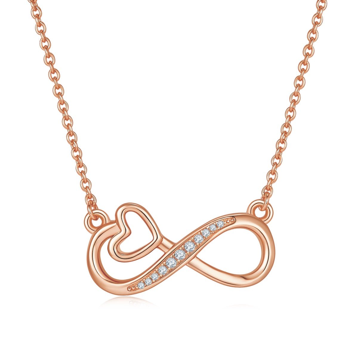 Collier cœur infini 3,7g en argent sterling S925, 11 pierres moissanite, 45 cm, plaqué platine, certificat GRA, coffret cadeau romantique - IVOIRART.COM