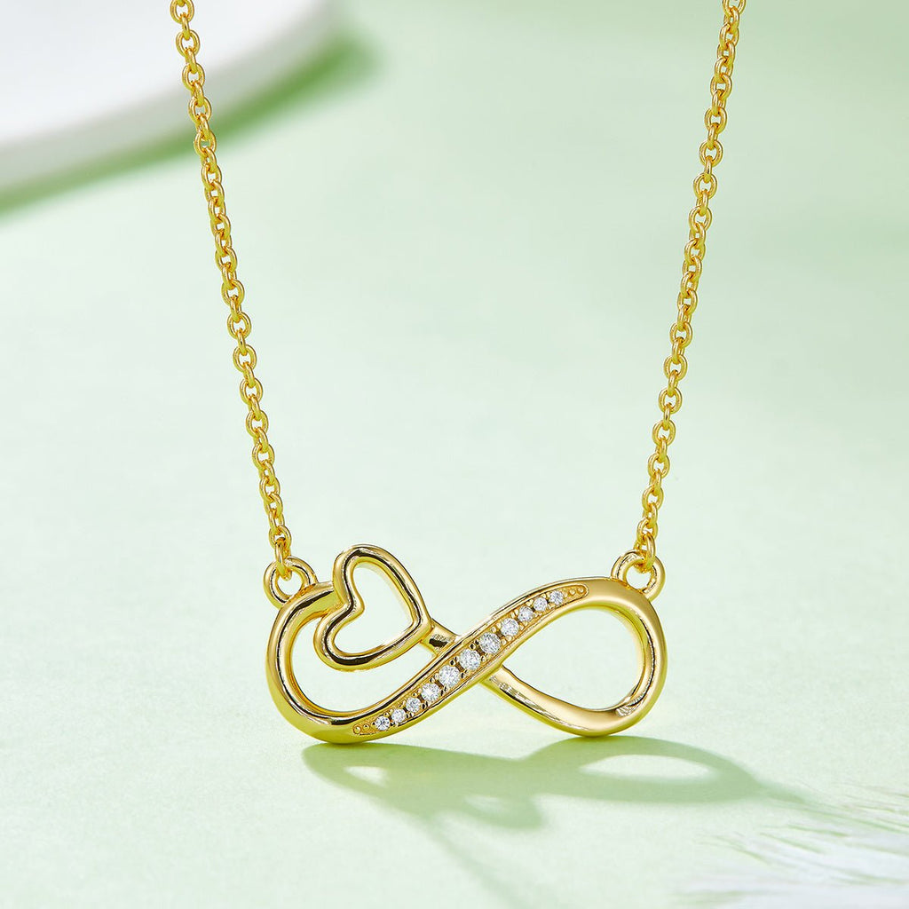 Collier cœur infini 3,7g en argent sterling S925, 11 pierres moissanite, 45 cm, plaqué platine, certificat GRA, coffret cadeau romantique - IVOIRART.COM