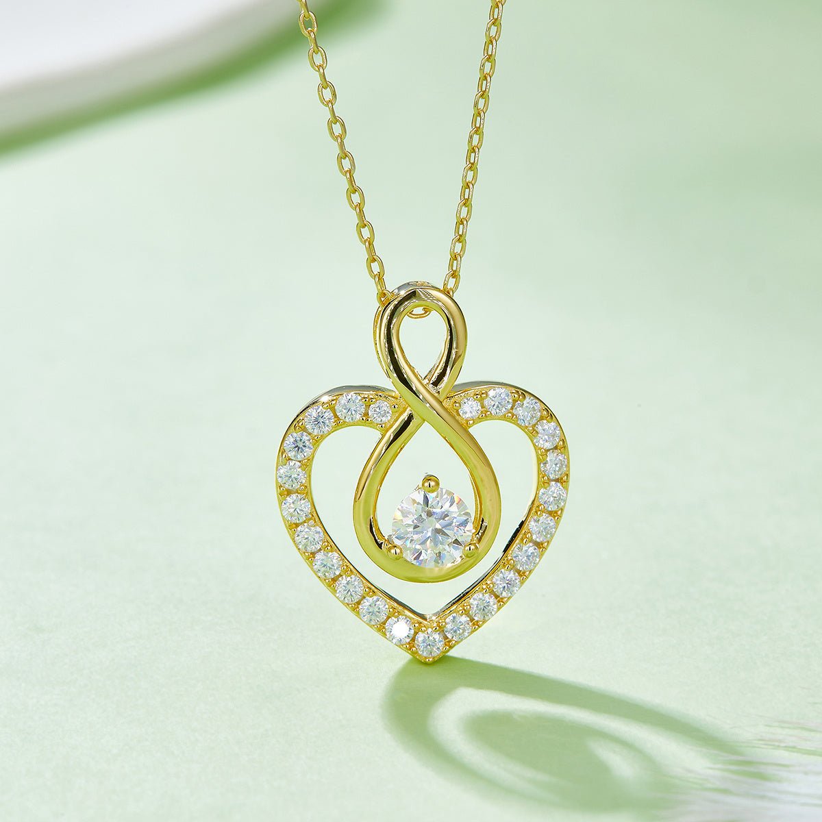 Collier cœur infini en argent sterling S925 4,6g avec moissanite 1CT, 45cm, 23 pierres pavées, plaqué platine, coffret cadeau romantique pour femmes - IVOIRART.COM