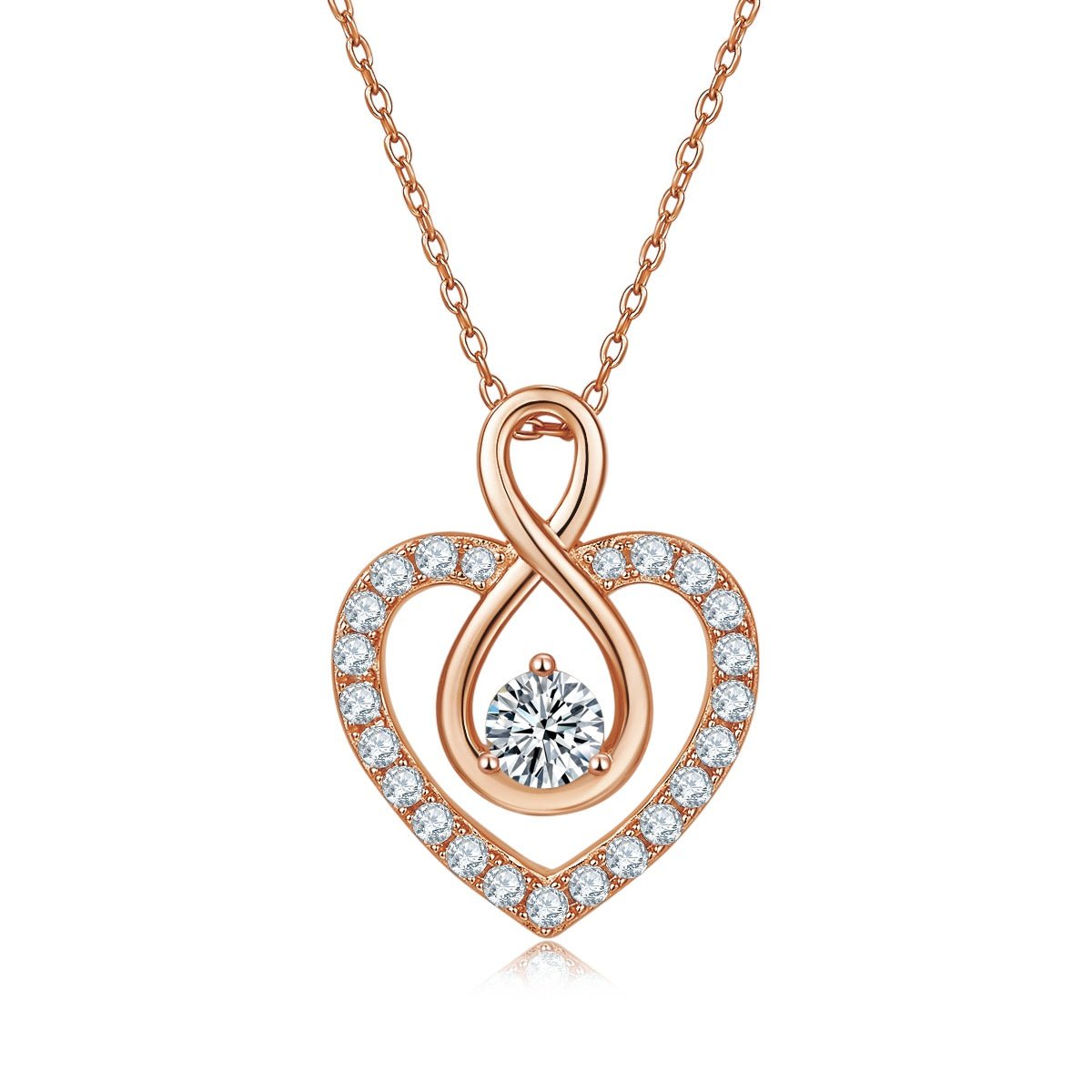 Collier cœur infini en argent sterling S925 4,6g avec moissanite 1CT, 45cm, 23 pierres pavées, plaqué platine, coffret cadeau romantique pour femmes - IVOIRART.COM