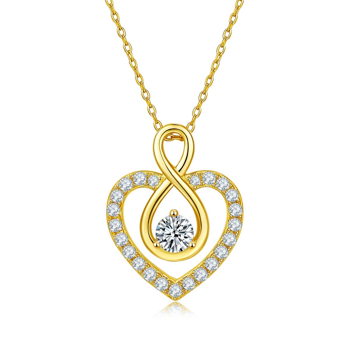 Collier cœur infini en argent sterling S925 4,6g avec moissanite 1CT, 45cm, 23 pierres pavées, plaqué platine, coffret cadeau romantique pour femmes - IVOIRART.COM