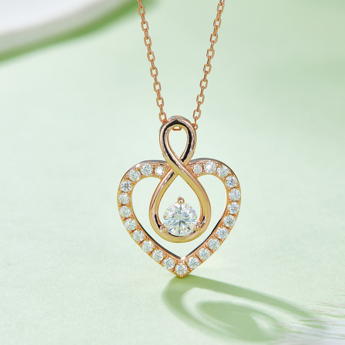 Collier cœur infini en argent sterling S925 4,6g avec moissanite 1CT, 45cm, 23 pierres pavées, plaqué platine, coffret cadeau romantique pour femmes - IVOIRART.COM
