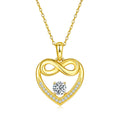 Collier Cœur Infini en Argent Sterling S925 4,8g avec Moissanite 5mm, 45cm, 17 Pierres, Certificat GRA, Plaqué Platine, Coffret Cadeau Luxe Femme - IVOIRART.COM