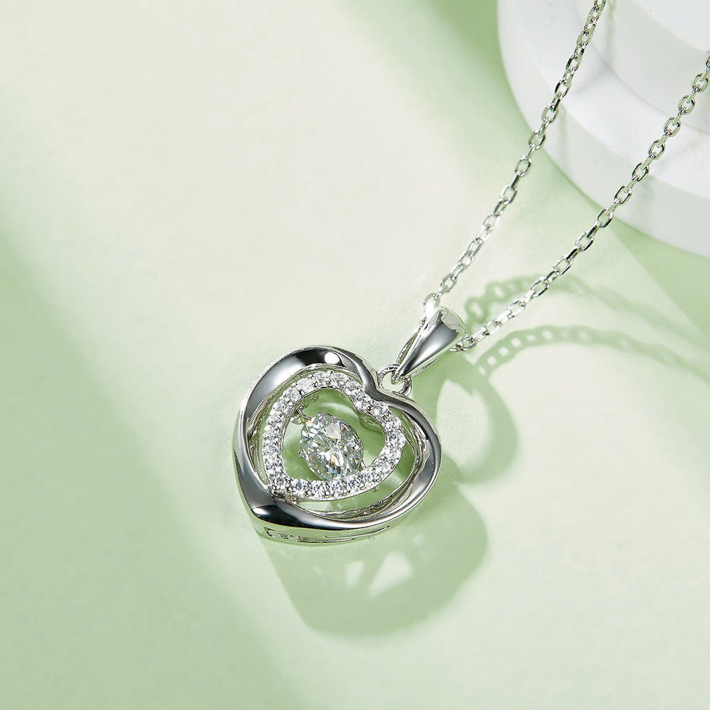 Collier Cœur Moissanite 0,5ct S925 Argent Sterling Certifié GRA 45cm Platine - IVOIRART.COM