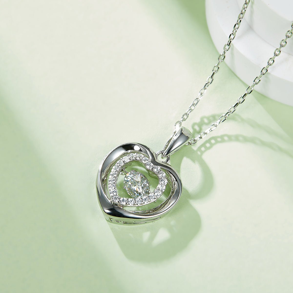 Collier Cœur Moissanite 0,5ct S925 Argent Sterling Certifié GRA 45cm Platine - IVOIRART.COM