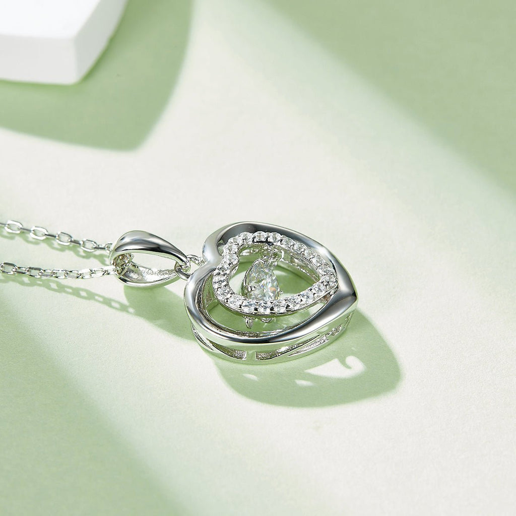 Collier Cœur Moissanite 0,5ct S925 Argent Sterling Certifié GRA 45cm Platine - IVOIRART.COM