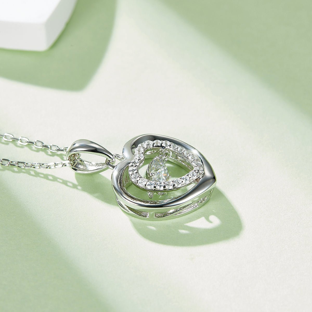 Collier Cœur Moissanite 0,5ct S925 Argent Sterling Certifié GRA 45cm Platine - IVOIRART.COM