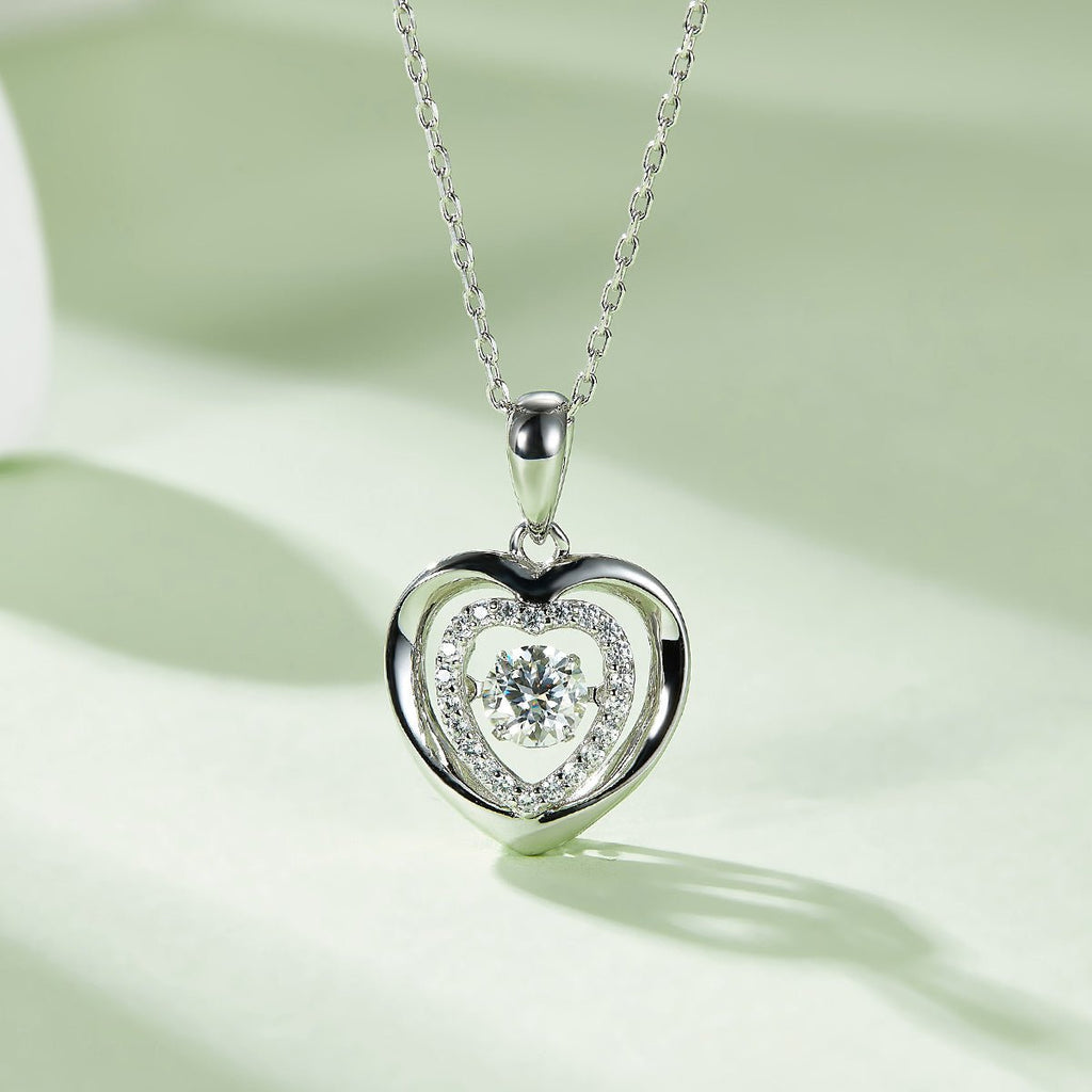 Collier Cœur Moissanite 0,5ct S925 Argent Sterling Certifié GRA 45cm Platine - IVOIRART.COM