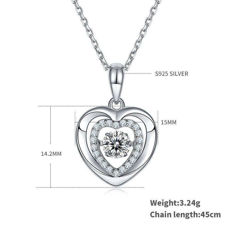 Collier Cœur Moissanite 0,5ct S925 Argent Sterling Certifié GRA 45cm Platine - IVOIRART.COM
