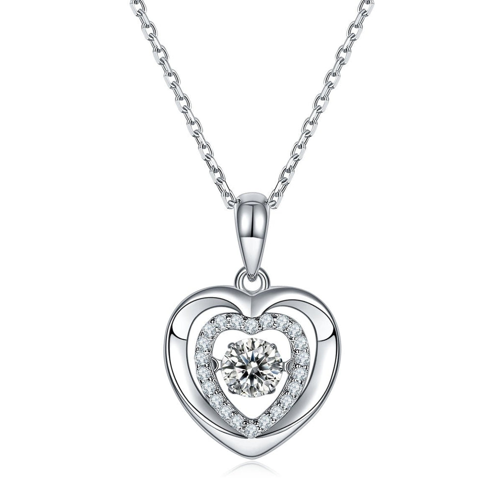 Collier Cœur Moissanite 0,5ct S925 Argent Sterling Certifié GRA 45cm Platine - IVOIRART.COM