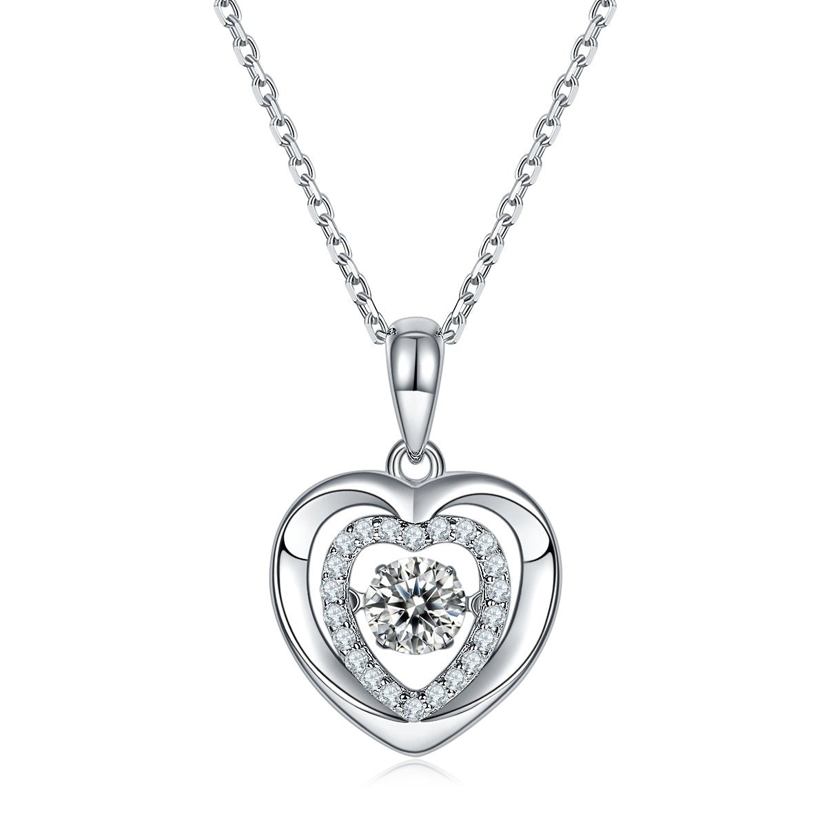 Collier Cœur Moissanite 0,5ct S925 Argent Sterling Certifié GRA 45cm Platine - IVOIRART.COM