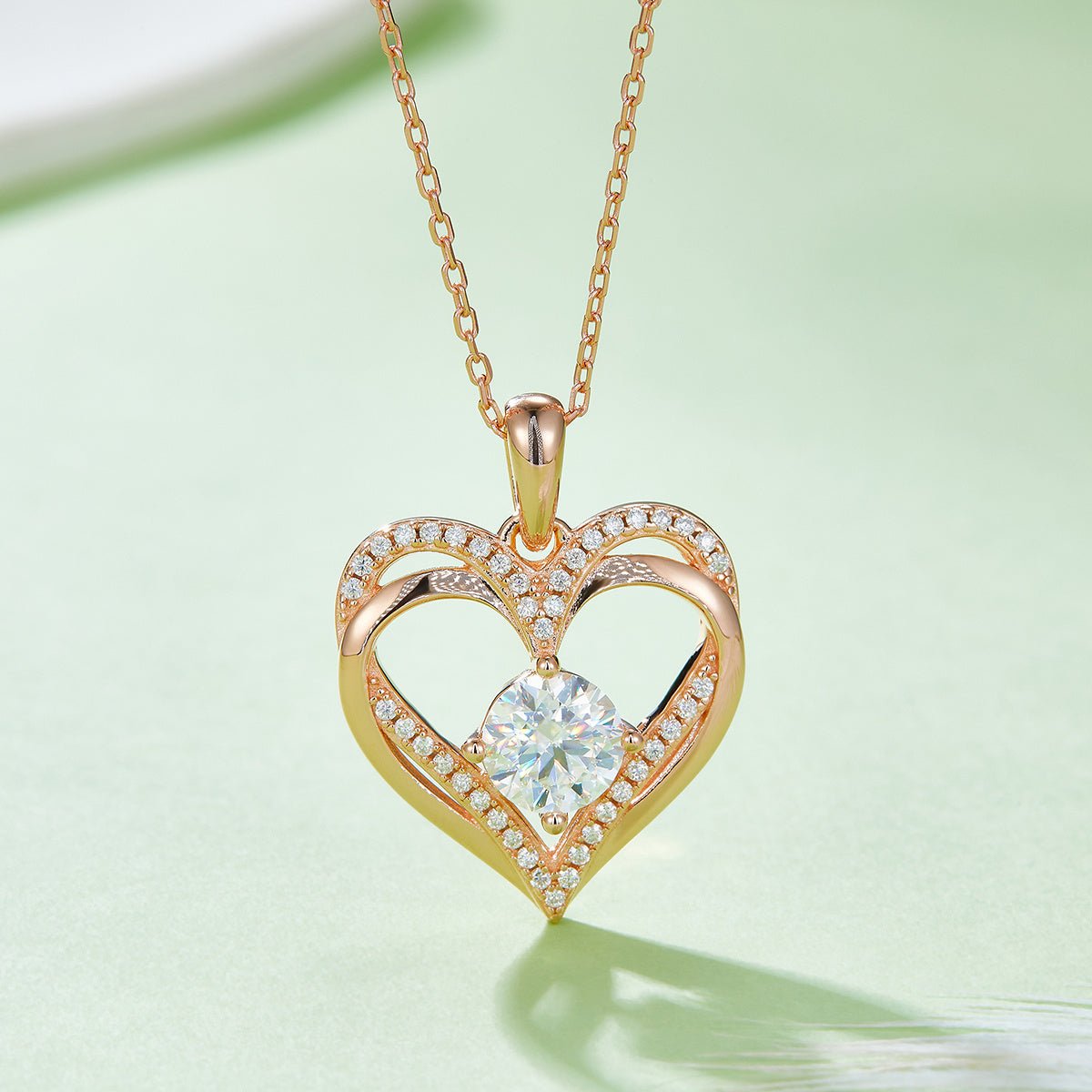 Collier cœur Moissanite en argent sterling S925 4,4g, 45cm, 42 pierres GRA, coffret cadeau romantique plaqué platine - IVOIRART.COM