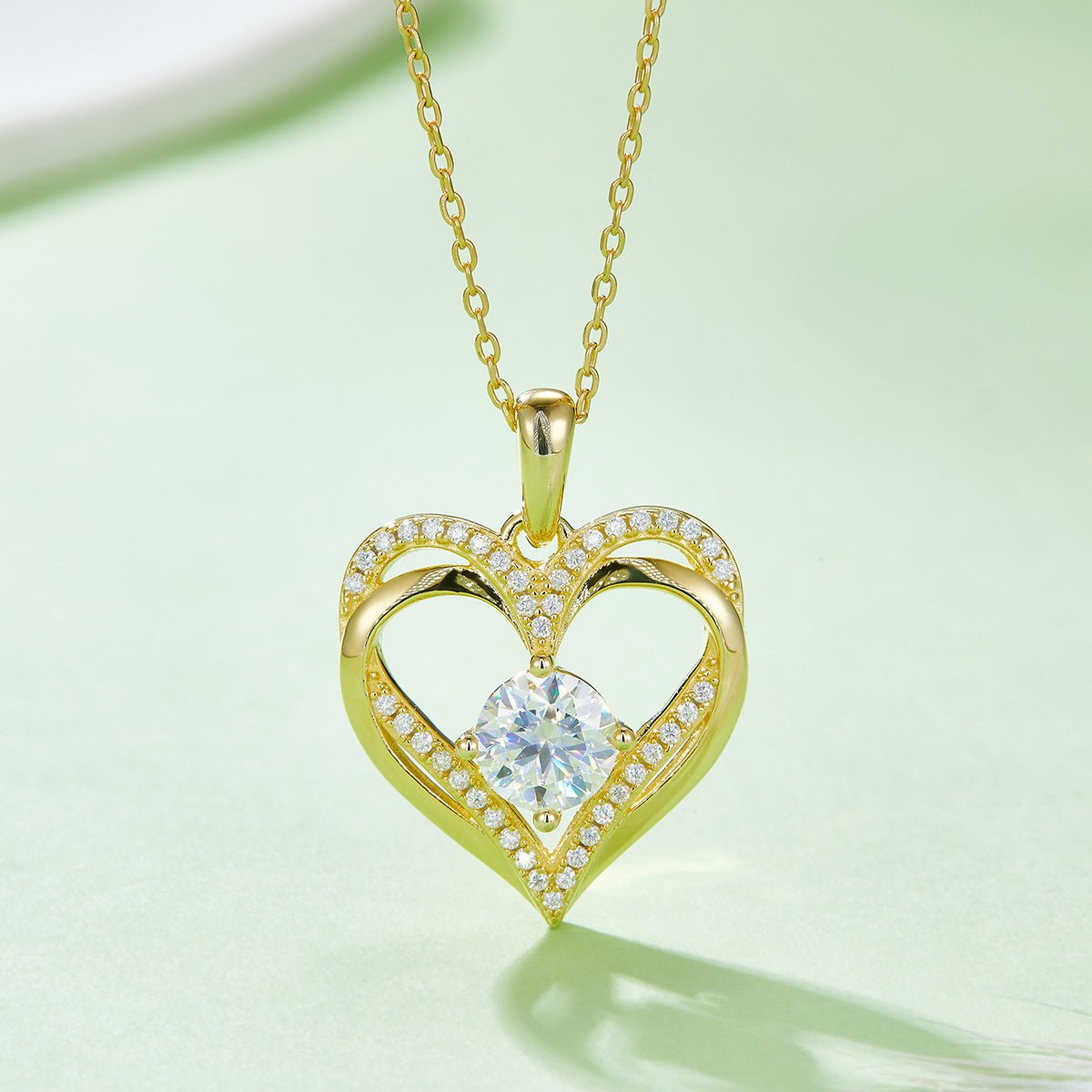 Collier cœur Moissanite en argent sterling S925 4,4g, 45cm, 42 pierres GRA, coffret cadeau romantique plaqué platine - IVOIRART.COM