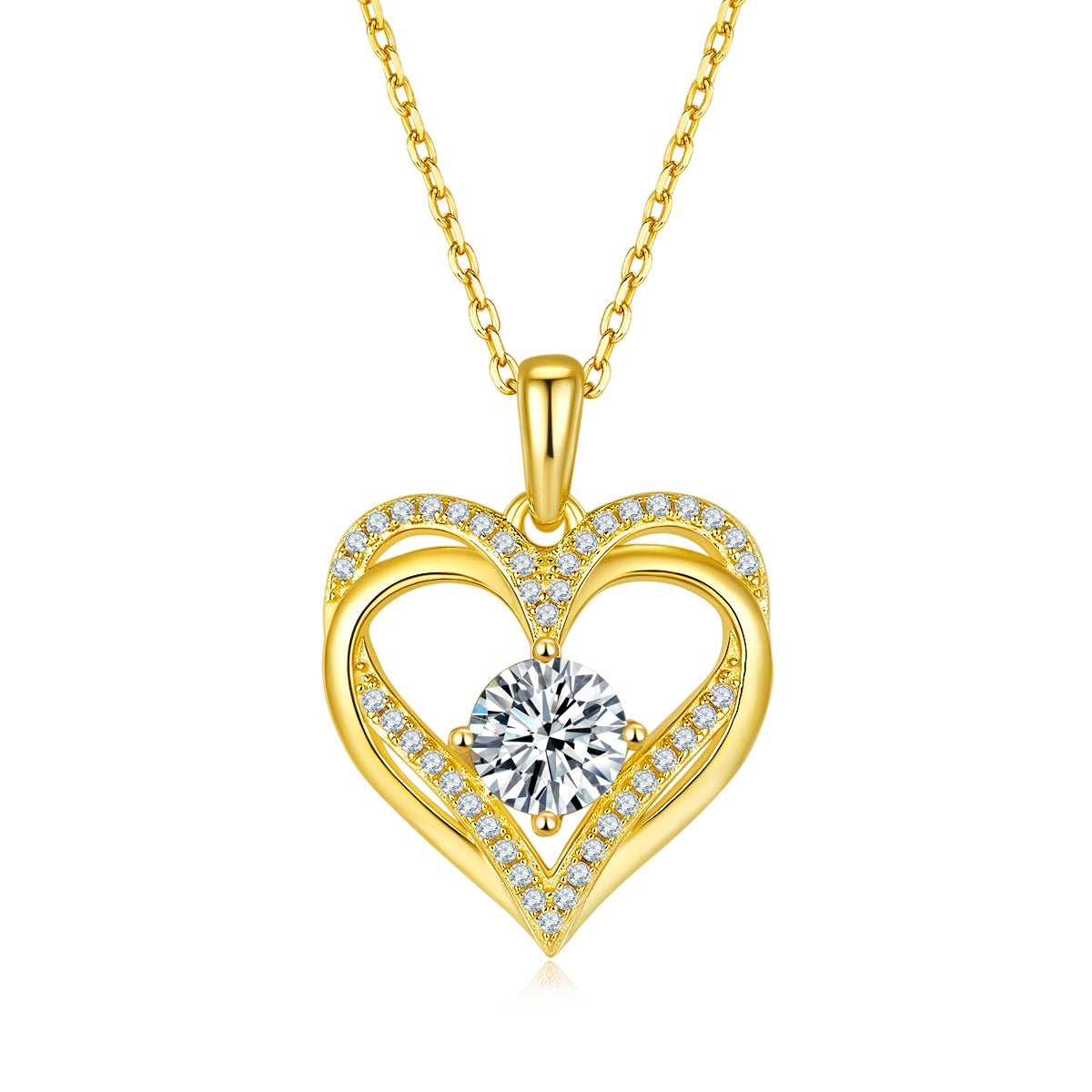 Collier cœur Moissanite en argent sterling S925 4,4g, 45cm, 42 pierres GRA, coffret cadeau romantique plaqué platine - IVOIRART.COM