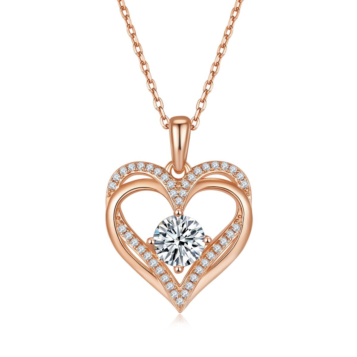 Collier cœur Moissanite en argent sterling S925 4,4g, 45cm, 42 pierres GRA, coffret cadeau romantique plaqué platine - IVOIRART.COM