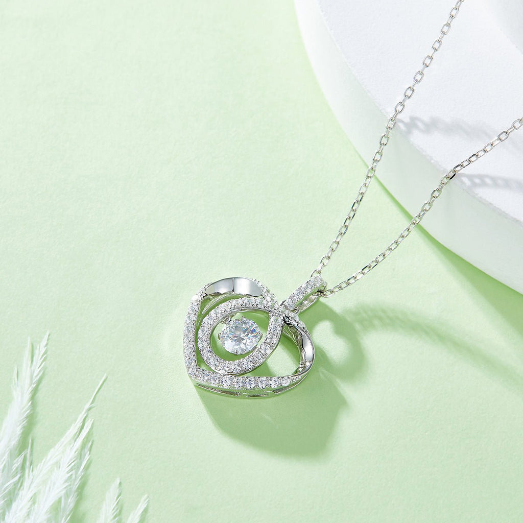 Collier cœur ouvert en argent sterling S925, 0,5 ct moissanite D VVS1, plaqué platine, 45 cm - IVOIRART.COM