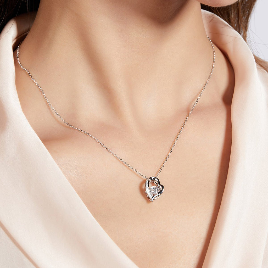 Collier cœur ouvert en argent sterling S925, moissanite 0,5 ct D VVS1, 45 cm, plaqué platine, certifié GRA, boîte cadeau - IVOIRART.COM