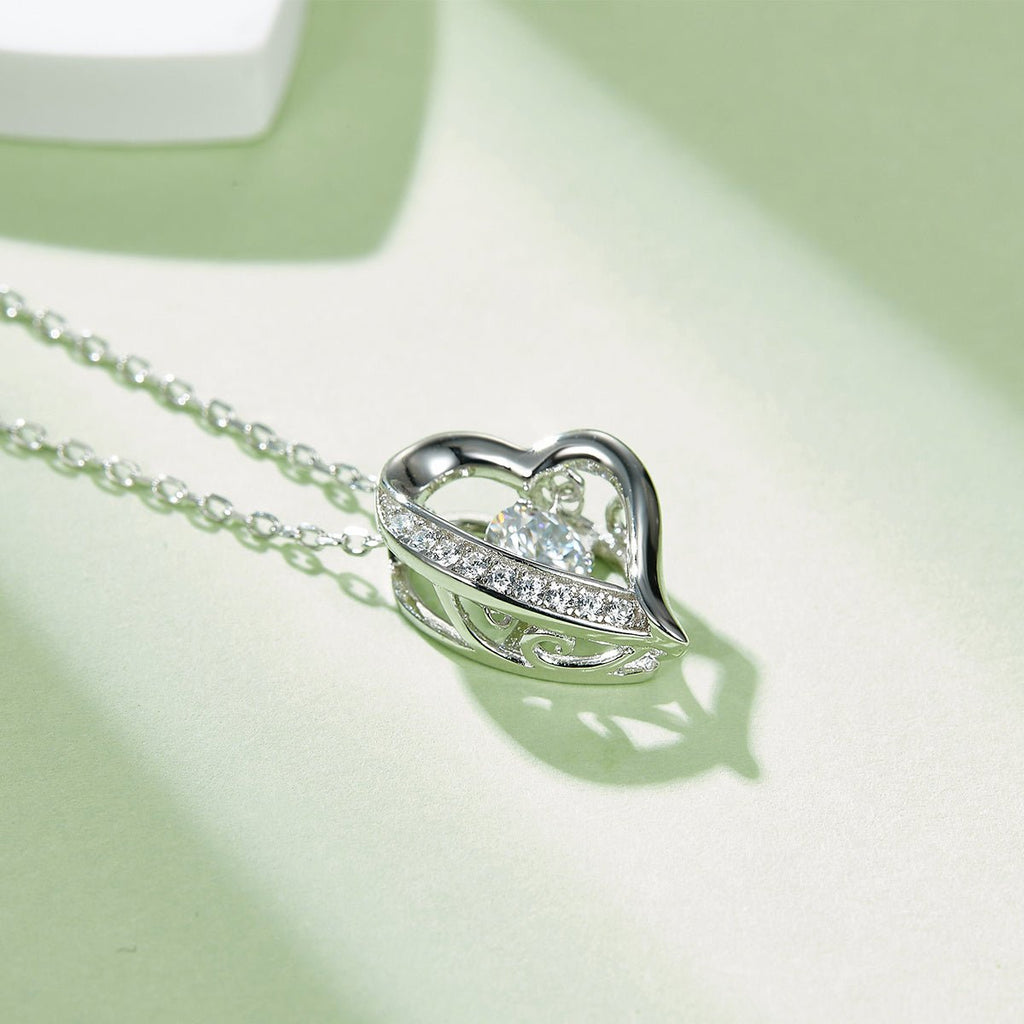 Collier cœur ouvert en argent sterling S925, moissanite 0,5 ct D VVS1, 45 cm, plaqué platine, certifié GRA, boîte cadeau - IVOIRART.COM