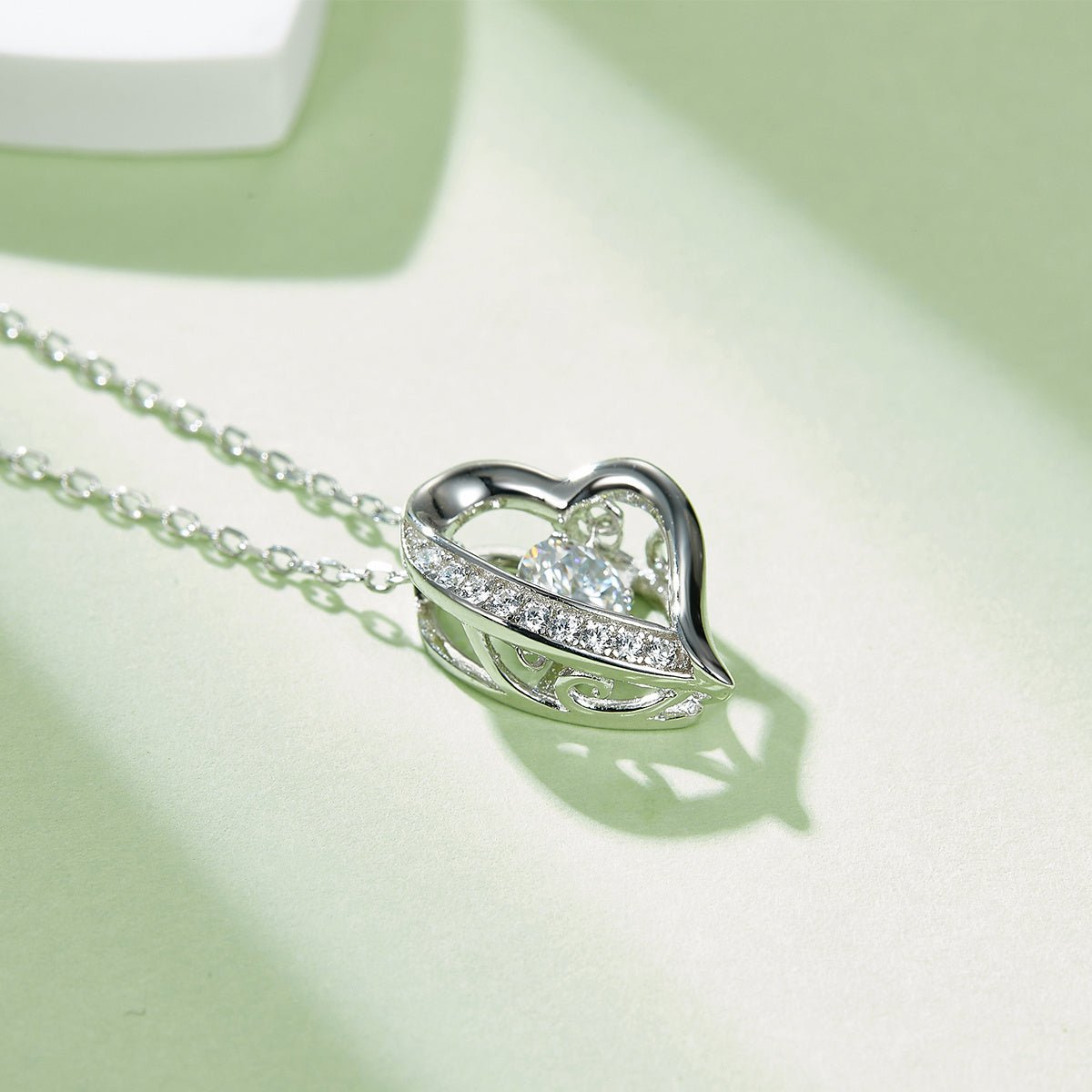Collier cœur ouvert en argent sterling S925, moissanite 0,5 ct D VVS1, 45 cm, plaqué platine, certifié GRA, boîte cadeau - IVOIRART.COM