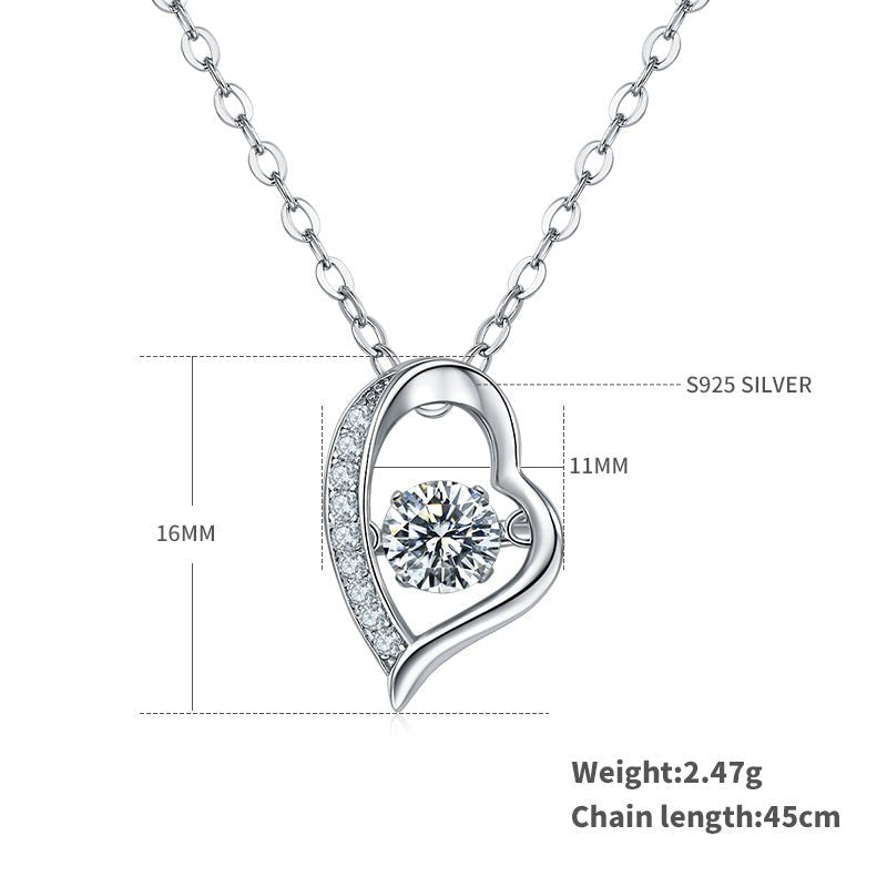 Collier cœur ouvert en argent sterling S925, moissanite 0,5 ct D VVS1, 45 cm, plaqué platine, certifié GRA, boîte cadeau - IVOIRART.COM