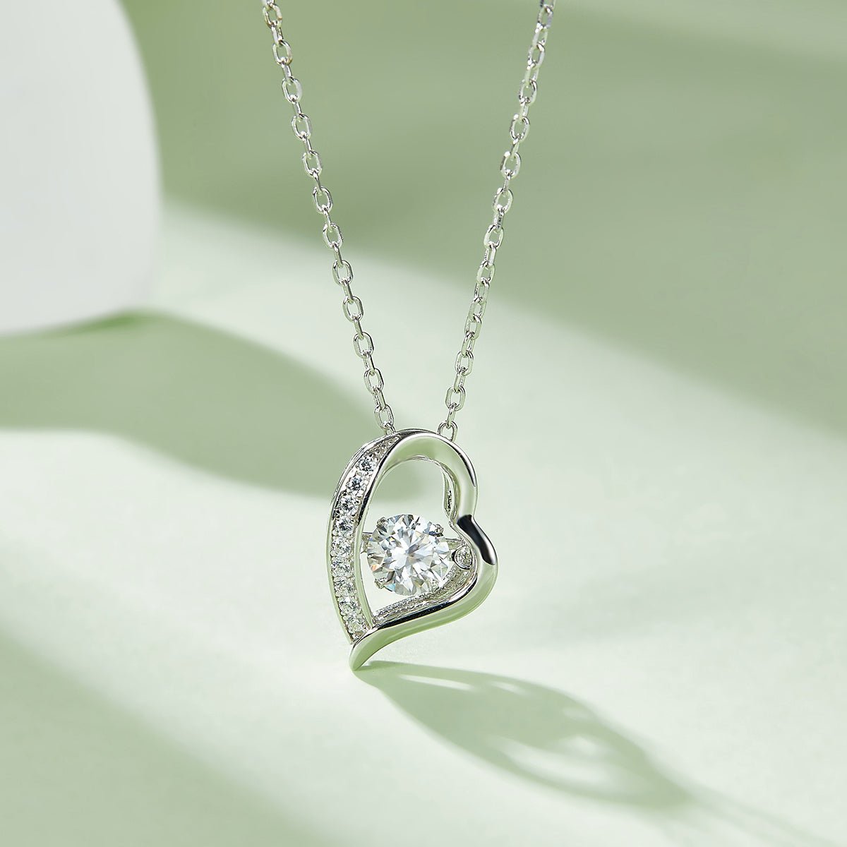 Collier cœur ouvert en argent sterling S925, moissanite 0,5 ct D VVS1, 45 cm, plaqué platine, certifié GRA, boîte cadeau - IVOIRART.COM