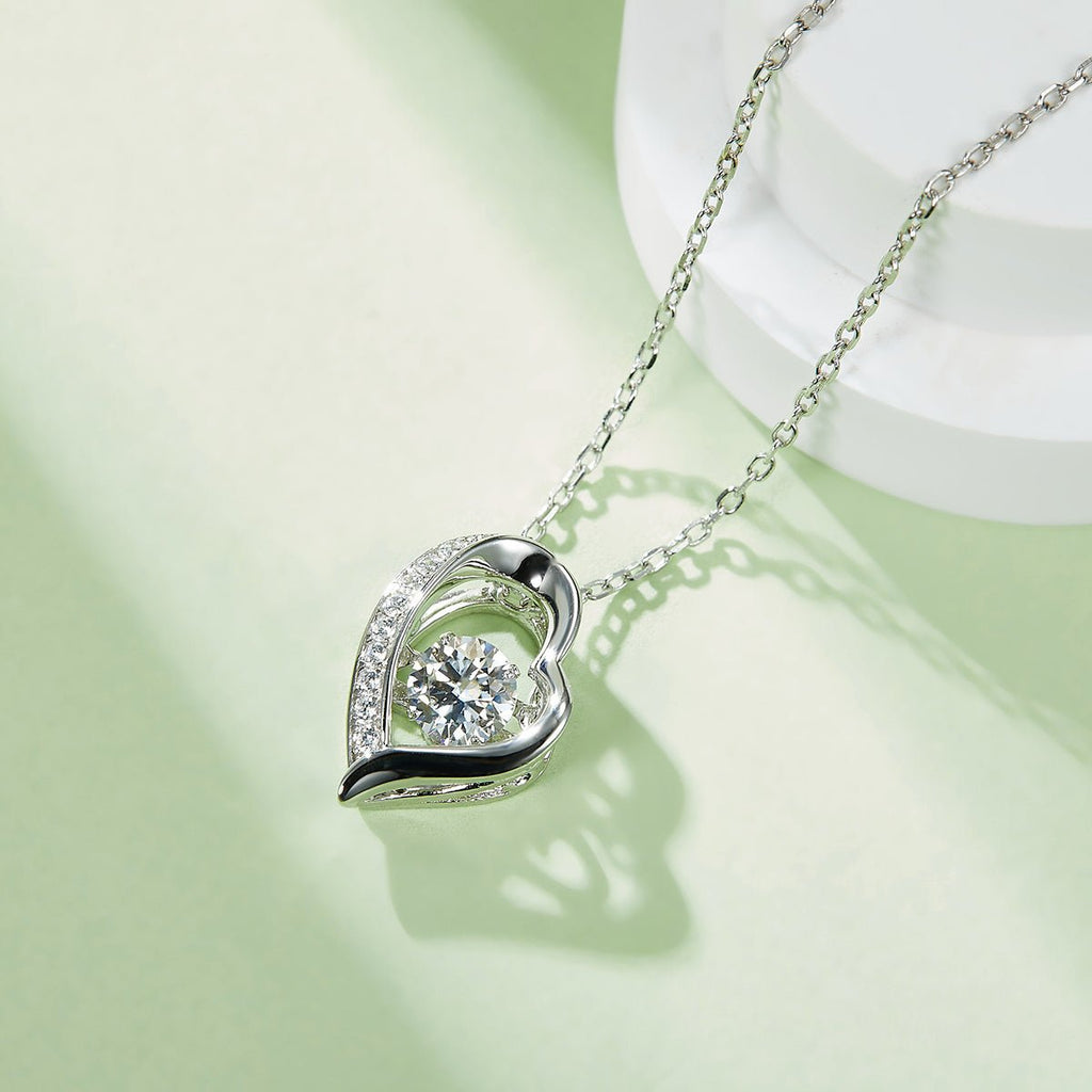Collier cœur ouvert en argent sterling S925, moissanite 0,5 ct D VVS1, 45 cm, plaqué platine, certifié GRA, boîte cadeau - IVOIRART.COM