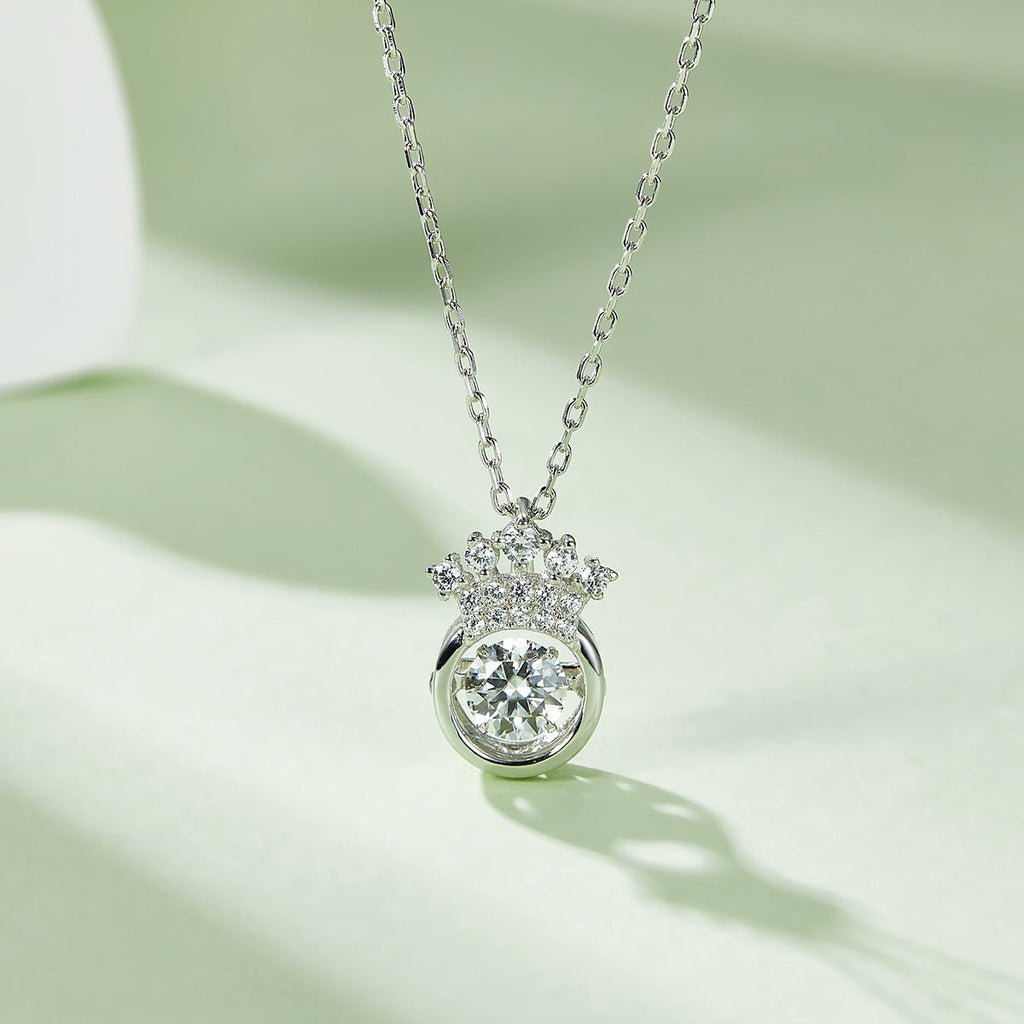 Collier Couronne en Moissanite 0,5 ct D VVS1 en Argent Sterling S925 45 cm, Plaqué Platine, Certifié GRA avec Boîte Cadeau - IVOIRART.COM