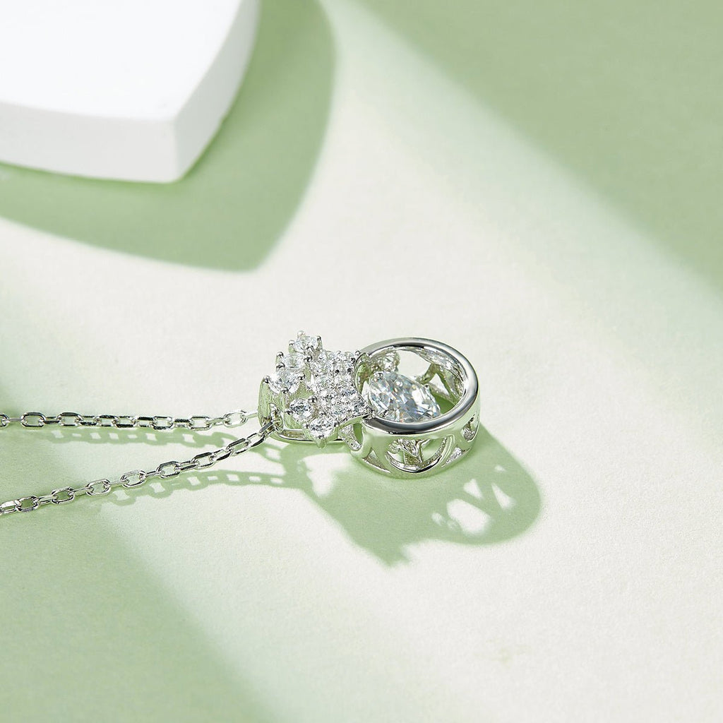 Collier Couronne en Moissanite 0,5 ct D VVS1 en Argent Sterling S925 45 cm, Plaqué Platine, Certifié GRA avec Boîte Cadeau - IVOIRART.COM