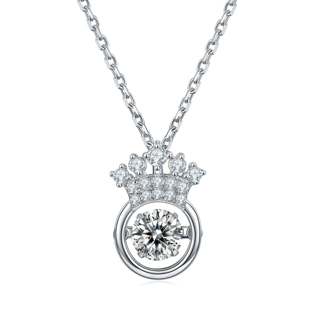 Collier Couronne en Moissanite 0,5 ct D VVS1 en Argent Sterling S925 45 cm, Plaqué Platine, Certifié GRA avec Boîte Cadeau - IVOIRART.COM