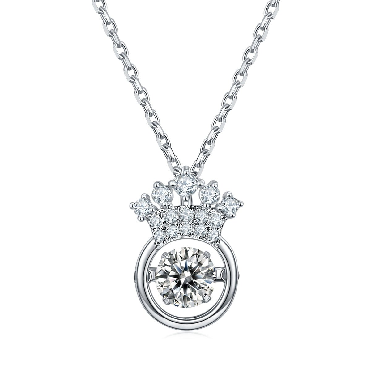 Collier Couronne en Moissanite 0,5 ct D VVS1 en Argent Sterling S925 45 cm, Plaqué Platine, Certifié GRA avec Boîte Cadeau - IVOIRART.COM