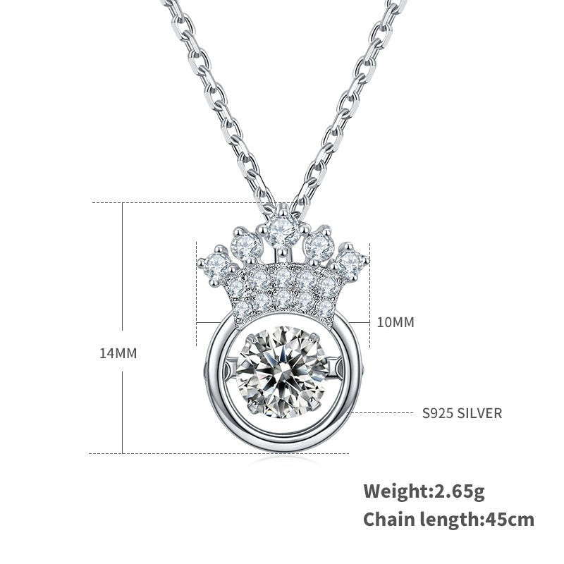 Collier Couronne en Moissanite 0,5 ct D VVS1 en Argent Sterling S925 45 cm, Plaqué Platine, Certifié GRA avec Boîte Cadeau - IVOIRART.COM