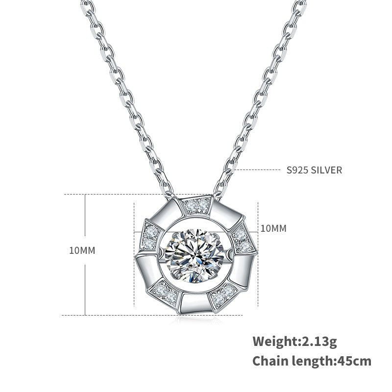 Collier Creux Circulaire en Moissanite 0,5 ct D VVS1 Argent Sterling S925 45 cm Plaqué Platine Certifié GRA avec Coffret Cadeau - IVOIRART.COM
