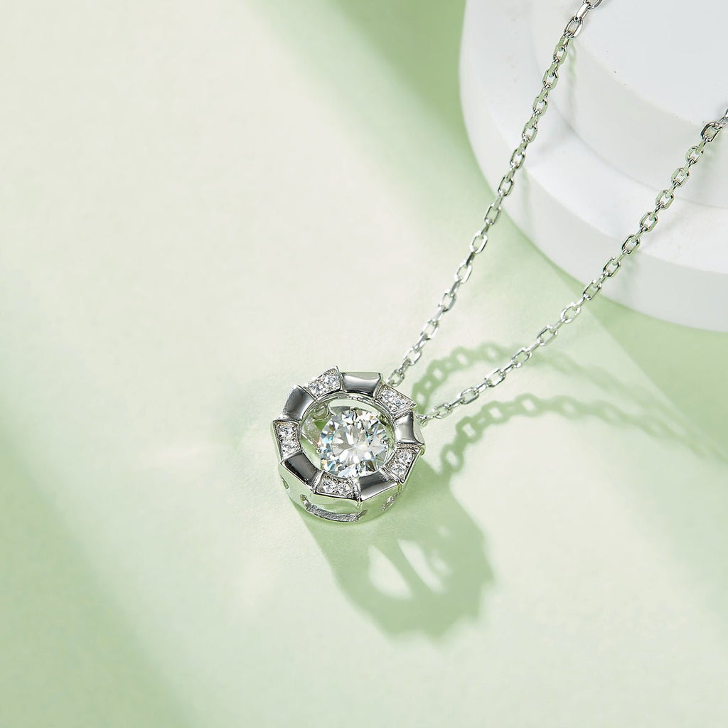 Collier Creux Circulaire en Moissanite 0,5 ct D VVS1 Argent Sterling S925 45 cm Plaqué Platine Certifié GRA avec Coffret Cadeau - IVOIRART.COM