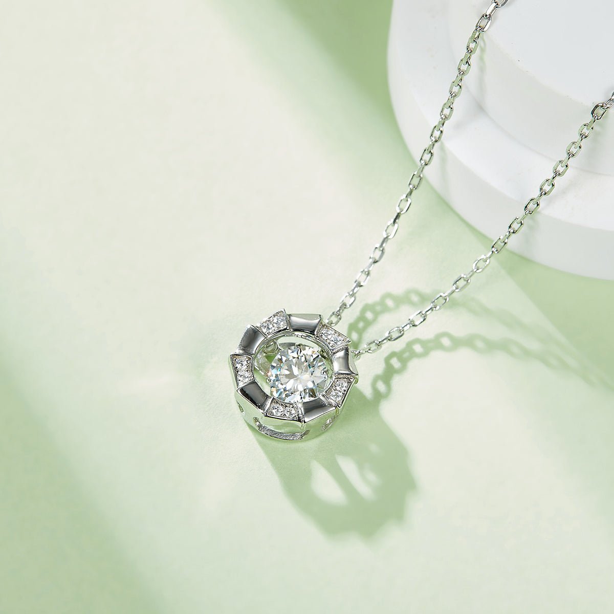 Collier Creux Circulaire en Moissanite 0,5 ct D VVS1 Argent Sterling S925 45 cm Plaqué Platine Certifié GRA avec Coffret Cadeau - IVOIRART.COM