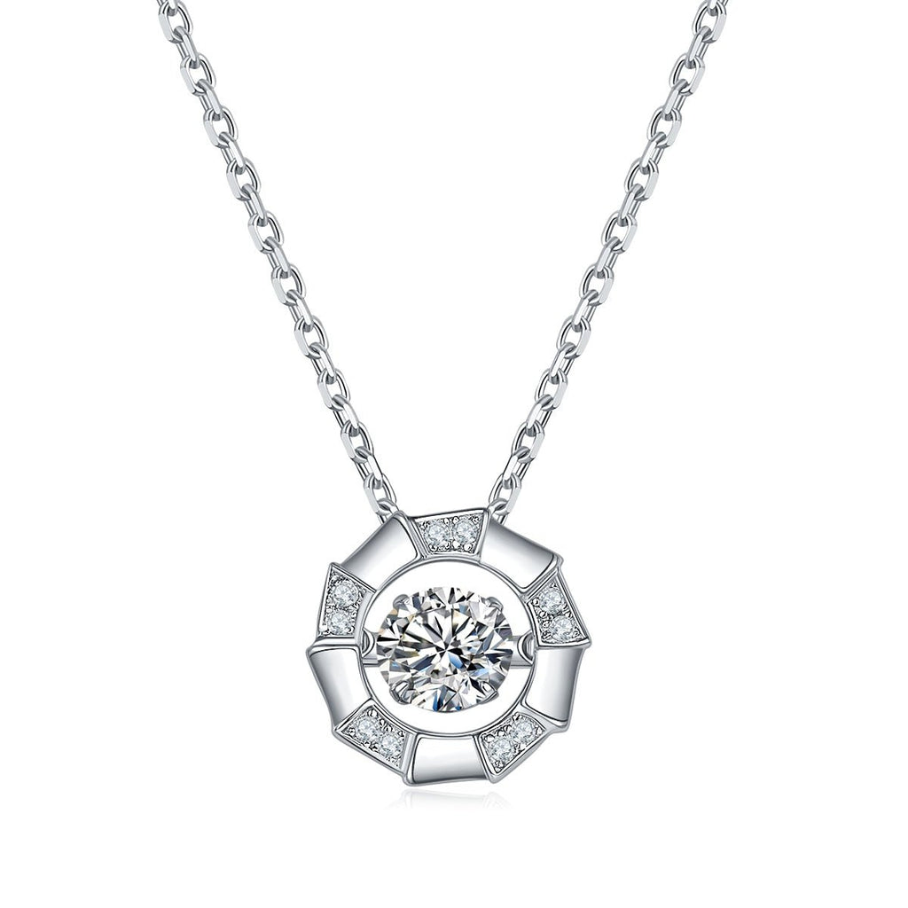 Collier Creux Circulaire en Moissanite 0,5 ct D VVS1 Argent Sterling S925 45 cm Plaqué Platine Certifié GRA avec Coffret Cadeau - IVOIRART.COM