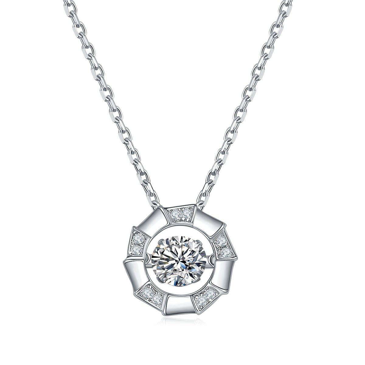 Collier Creux Circulaire en Moissanite 0,5 ct D VVS1 Argent Sterling S925 45 cm Plaqué Platine Certifié GRA avec Coffret Cadeau - IVOIRART.COM